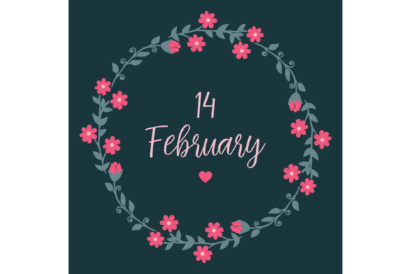 14 February Greeting Card Design: Floral Vector Art