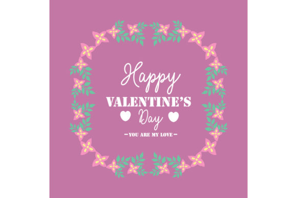 Beautiful Frame, for Happy Valentine: Elevating Greeting Card Design with Pink Floral Vectors