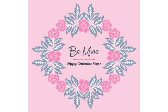 Decor Beautiful Card Be Mine: Elegant Pink Floral Vectors