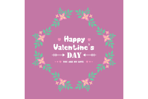 Happy Valentine Greeting Card Design: Elevating Romance with Unique Leaf and Floral Vector Frames