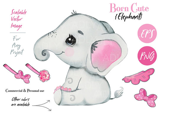 Pink Elephant Clip Art for Baby Shower Designs
