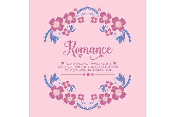 Romance Greeting Card Template: Elevating Design with Pink Floral and Leaf Vector Frames