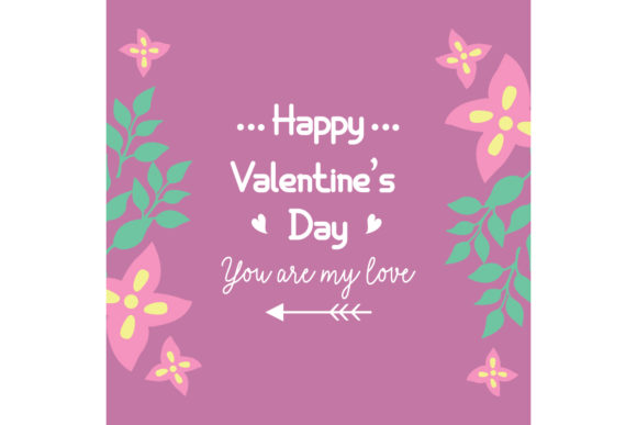 Romantic Frame, for Happy Valentine Card: Elevating Greetings with Pink Floral Vector Art