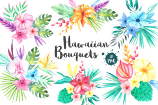 Tropical Bouquets Clipart Set: Watercolor Design Assets