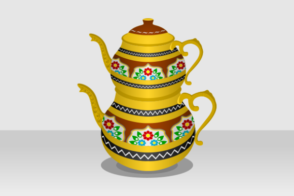 Typical Traditional Turkish Tea Pot Vector Asset