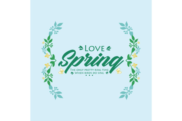Unique Love Spring Greeting Card Design: Integrating Cute Leaf Shapes and Floral Frames in Vector Art