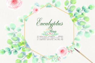 Watercolor Eucalyptus and Roses Clip Art Guide